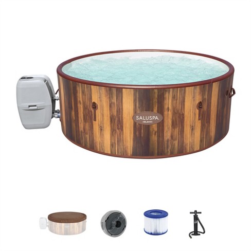 Bestway Helsinki Saluspa 7 Person Inflatable Outdoor Hot Tub Spa With 180  Soothing Airjets, Filter Cartridges, Pump, And Insulated Cover, Brown Wood  : Target