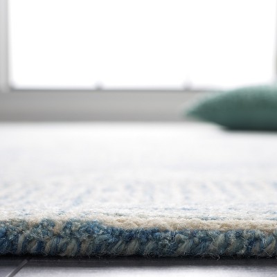 Blue and Ivory Hand-Tufted Wool Abstract Area Rug