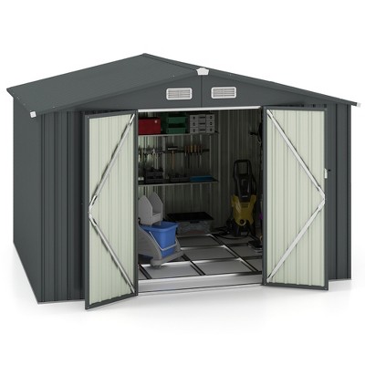 Tangkula 10' x 7.7' Outdoor Storage Shed w/ Base Floor 4 Vents Waterproof & Windproof
