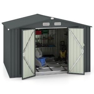 Tangkula 10' x 7.7' Outdoor Storage Shed w/ Base Floor 4 Vents Waterproof & Windproof - 1 of 4