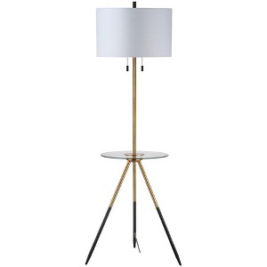 Morrison Floor Lamp Side Table - FLL4020 - Gold/Black - Safavieh - 1 of 4