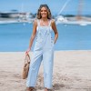 Women's Blue Striped Square Neck Straight Leg Overalls - Cupshe - 3 of 4