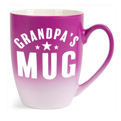 Elanze Designs Father's Day Appreciation Coffee Cup Mug 12 Ounce Ceramic With Ombre Gradient Grandpa's Mug Pink and White