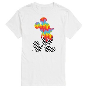 Men's - Disney - Mickey Checkered and Rainbow Silhouette Short Sleeve Graphic T-Shirt - 1 of 4