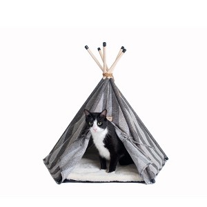 Armarkat Cat Bed C56HBS/SH, Tent Style Pet Bed With Striped Pattern - 1 of 4