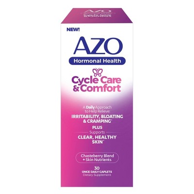 AZO Hormonal Health, Cycle Care + Comfort for Menstrual Symptoms - Chasteberry and Zinc - 30ct