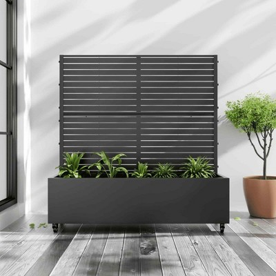 Lirago Iron Black Arch Mobile Planters Planting Box Trellis for Climbing Plants - 47x47