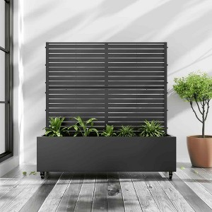 Lirago Iron Black Arch Mobile Planters Planting Box Trellis for Climbing Plants 47x47 - 1 of 4
