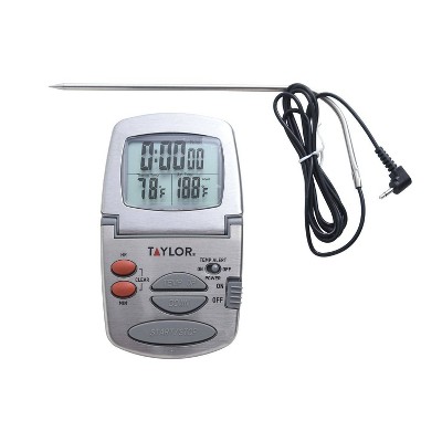 Taylor 1470FS 5 1/4 Digital Cooking Thermometer and 24 Hour Kitchen Timer  with 48 Cord