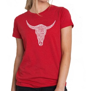 LA Pop Art Women's Premium Blend Word Art T-shirt - COUNTRY MUSIC'S ALL TIME HITS - 1 of 4