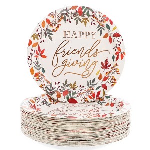 Sparkle and Bash 48 Pack Friendsgiving Decor Paper Plates, 7-Inch Fall Leaves and Rose Gold Foil Dessert Plates for Appetizers and Sides - 1 of 4
