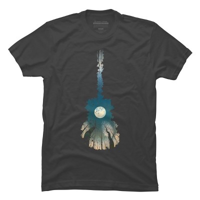 Men's Design By Humans Guitar Moon By BobyBerto T-Shirt