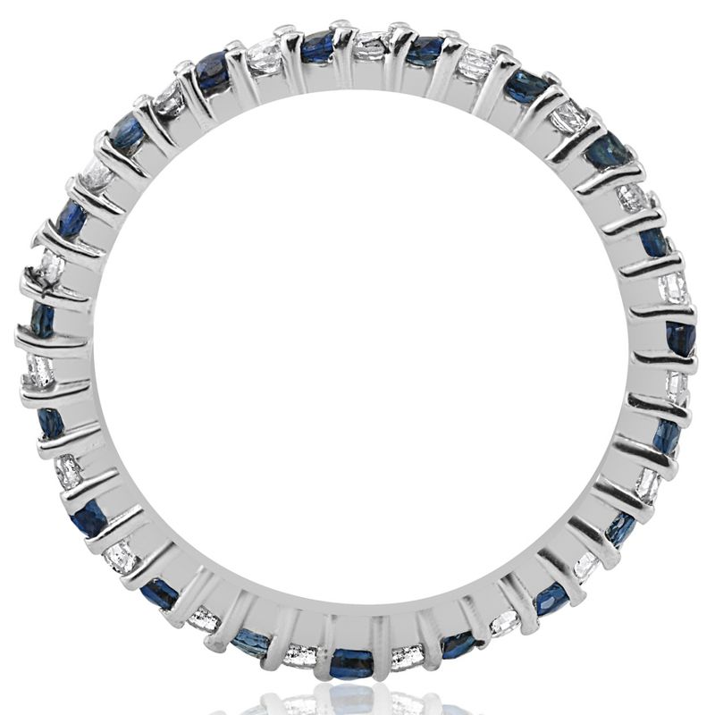 Pompeii3 1/2ct Blue Sapphire Diamond Wedding Band Stackable Eternity Ring 14k White Gold, 2 of 5