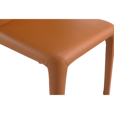 Set of 2 Saddle Brown Faux Leather Dining Chairs with Metal Legs