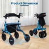 Costway Foldable Height Adjustable Rollator Walker with Seat, Storage Bag for Seniors Blue/Purple/Black - 3 of 4