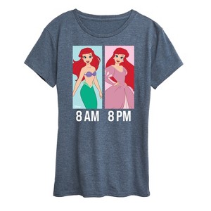 Women's - Disney Princess - Ariel Day and Night Outfit Short Sleeve Graphic T-Shirt - 1 of 4