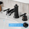 Rainworth Bathroom Faucets for Sink 3 Hole Black 8 inch Widespread Bathroom Sink Faucet with Pop Up Drain Double Lever Handle Faucet - 4 of 4