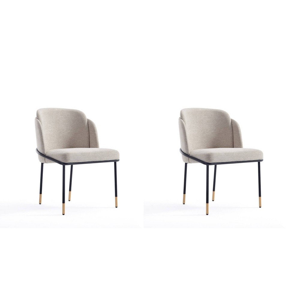 Set of 2 Flor Fabric Dining Chairs Brown - Manhattan Comfort