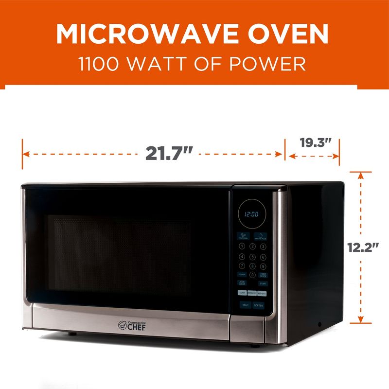 COMMERCIAL CHEF Countertop Microwave Oven 1.4 Cu. Ft. 1100W, 3 of 8