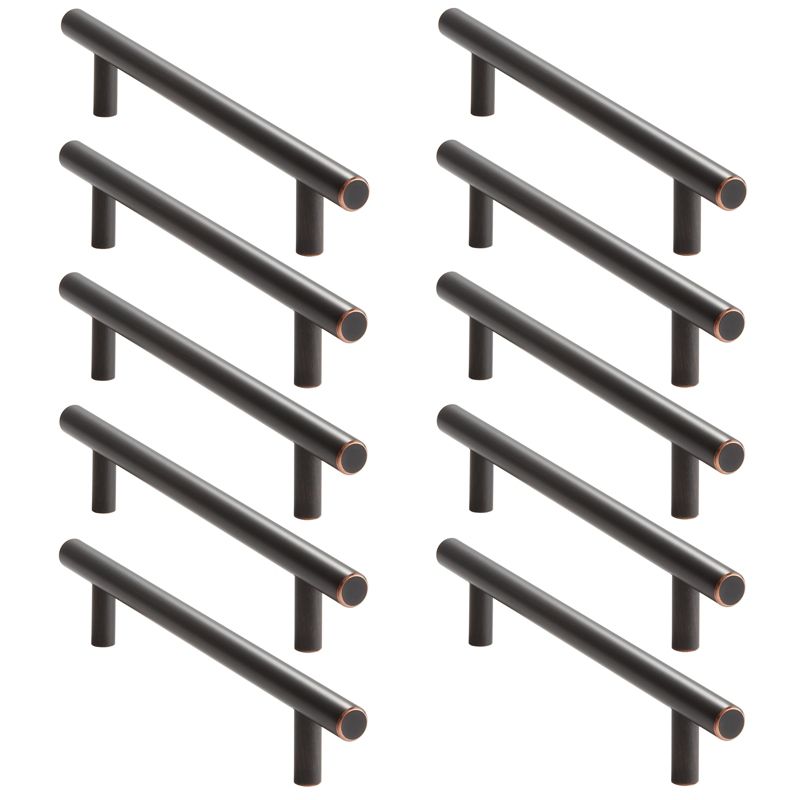Cauldham Solid Stainless Steel Euro Cabinet Pull Oil Rubbed Bronze (6-1/4" Hole Centers) - 10 Pack, 3 of 8