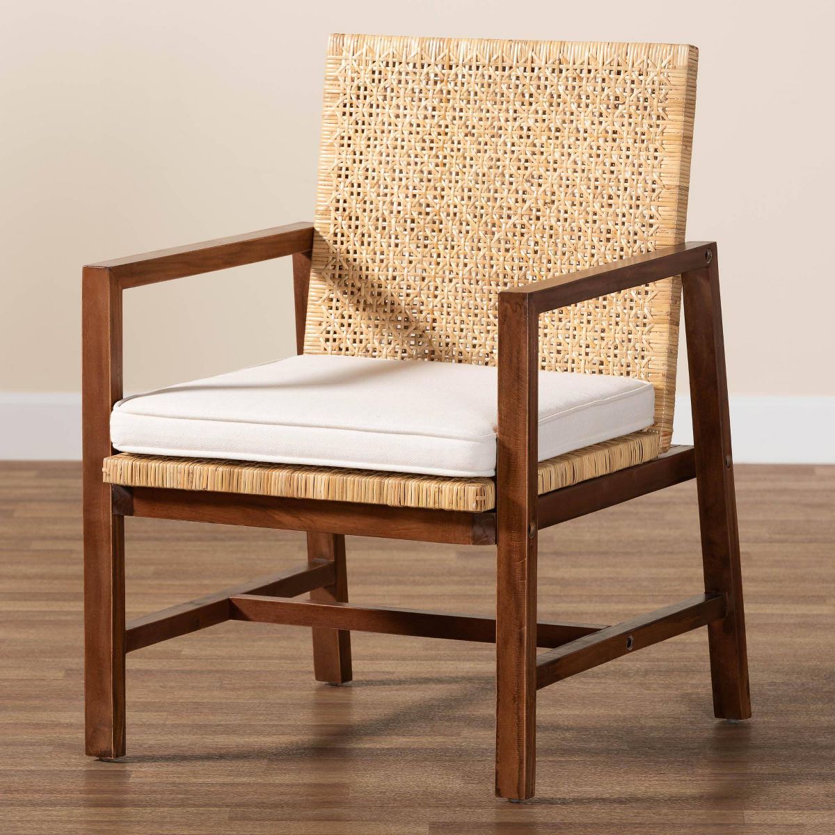 bali & pari Lovina Rattan and Acacia Wood Arm Chair Light Honey/Light Brown - thumbnail 9