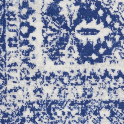 Ivory and Navy Geometric Flat Woven Runner Rug