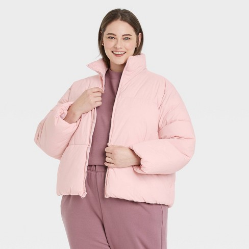Plus Size Short Matte Puffer Jacket - A Light Pink 2x : Target