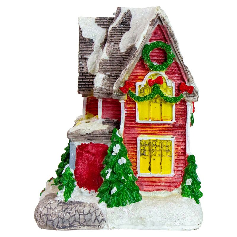 Northlight 5" Red LED Lighted Snowy House Christmas Village Decoration, 3 of 6