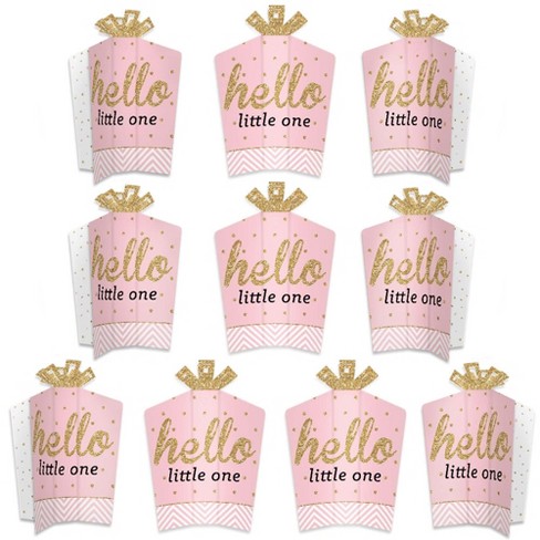 Big Dot Of Happiness Hello Little One Pink And Gold Table Decorations Girl Baby Shower Fold And Flare Centerpieces 10 Count Target