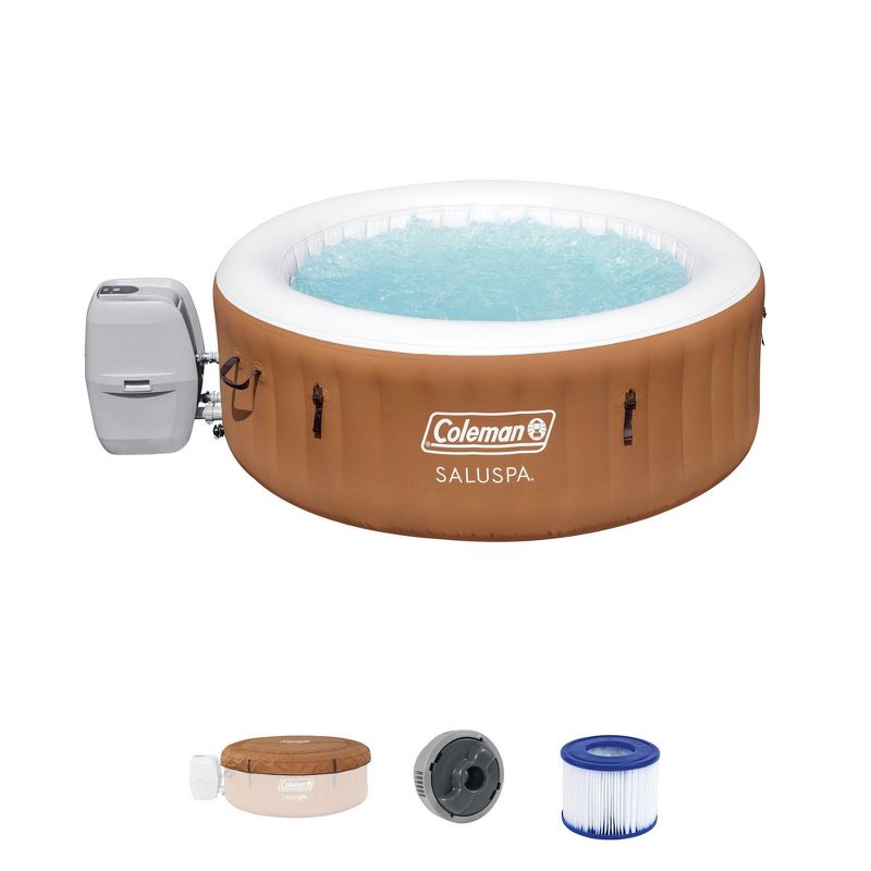 Bestway Coleman Miami AirJet Person Inflatable Hot Tub Round Portable Outdoor Spa with AirJets and EnergySense Energy Saving Cover, 1 of 8