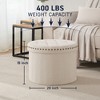 Ornavo Home Decor Large 20" Round Collapsible Storage Ottoman with Nailhead Trim for Living Room and Bedroom - 2 of 4