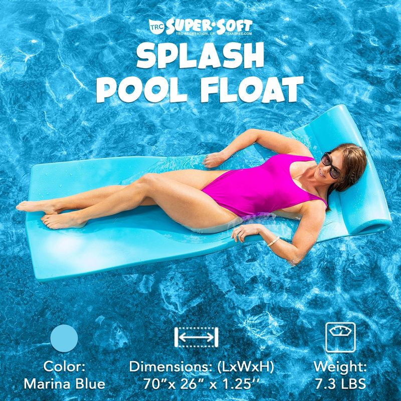 TRC Recreation Splash 1.25" Thick Foam Swimming Pool Float Lounger Mat, 3 of 8