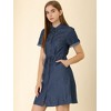 INSPIRE CHIC Women's Jean Chambray Summer Casual Button Down Denim Dresses - 2 of 4