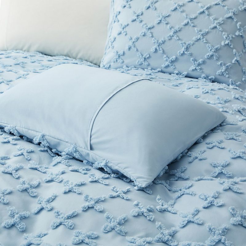 Peace Nest Tufted Clipped Jacquard Geometric Duvet Cover & Pillowcase Set, 5 of 8