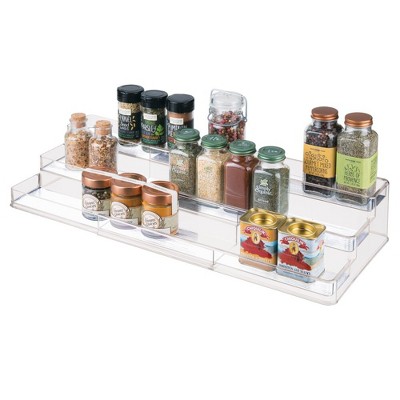 mDesign Large Metal 3-Tier Pull Down Spice Rack, Storage Shelf Organizer -  Satin 