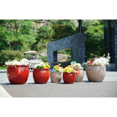 Dolonm Set of 3 Ceramic Planter Set with Drainage - Frost Resistant Planter for Indoor Use