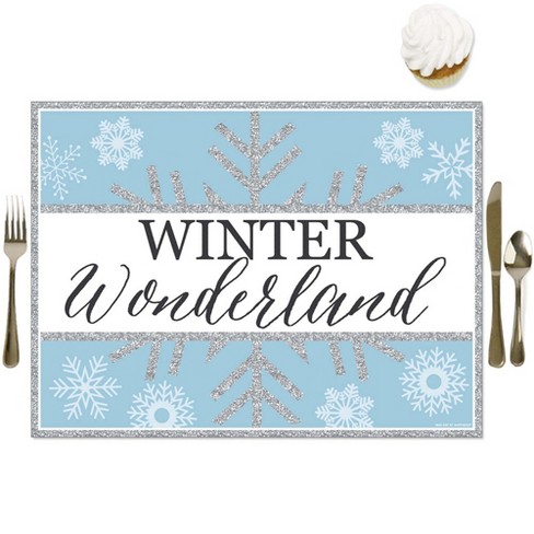 Gorgeous winter wonderland table setting Big Dot Of Happiness Winter Wonderland Party Table Decorations Snowflake Holiday And Wedding Placemats Set 16 Target