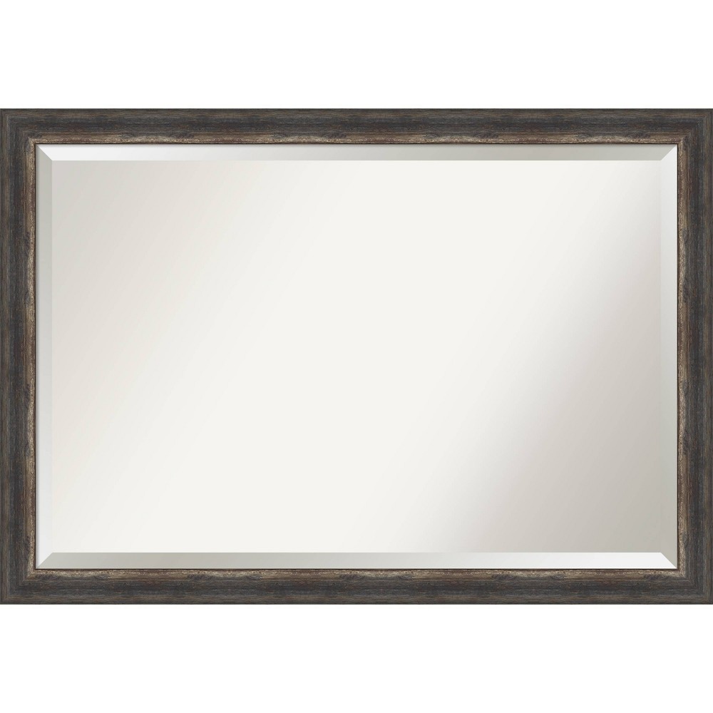 Photos - Wall Mirror 40" x 28" Bark Rustic Framed Bathroom Vanity  Charcoal - Amanti