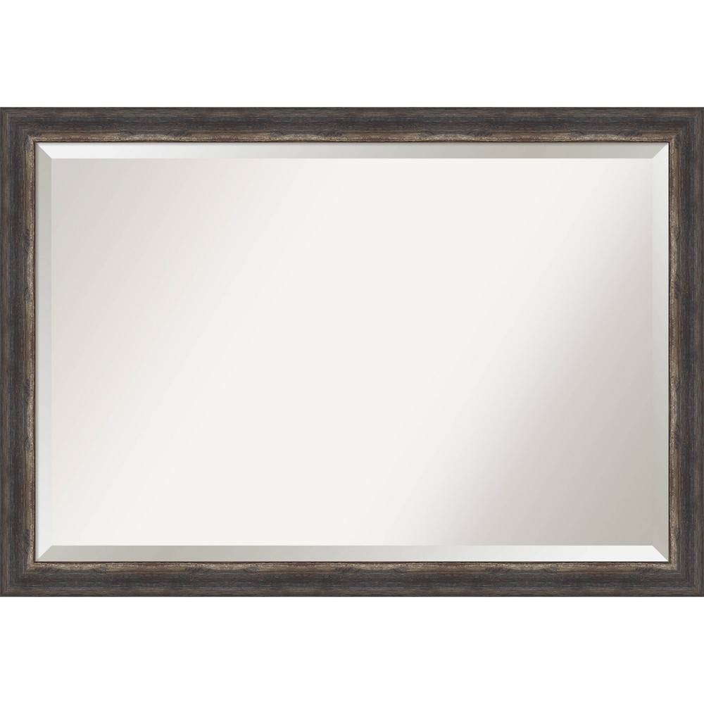 Photos - Wardrobe 40" x 28" Bark Rustic Framed Bathroom Vanity Wall Mirror Charcoal - Amanti