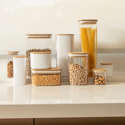 OU Airtight Food Storage Container 1.9cup, Clear Plastic Food Storage Container with Leak Proof Bamboo Lid, Stackable Kitchen Pantry Organizer — фото 4
