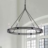 8-Light Black Wagon Wheel Chandelier Farmhouse Industrial Light Fixture for Dining Room or Foyer - 2 of 4