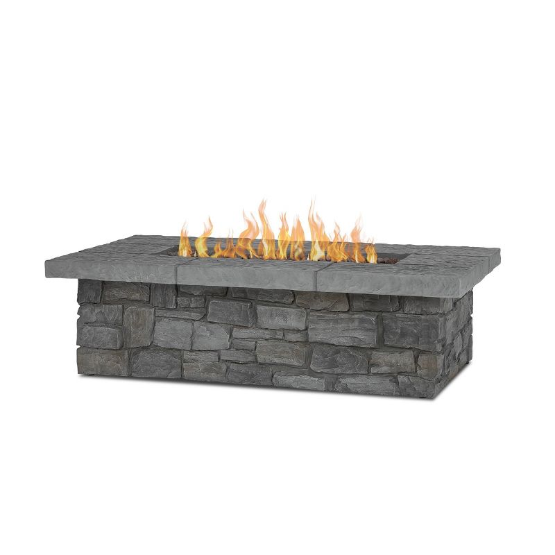 Sedona Rectangle Fire Pit with NG Conversion Gray - Real Flame, 1 of 9