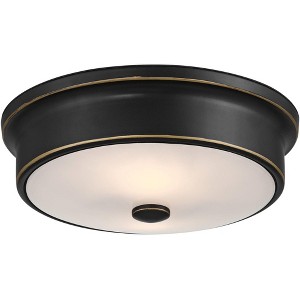 John Timberland Aabria 11 3/4" Wide High Modern Outdoor Flush-Mount Light Fixture Ceilng Porch House Weatherproof Matte Black Metal Glass Shade - 1 of 4