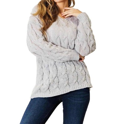 Women's Snug Cable-knit Hooded Pullover - Double Take