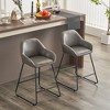 Beautyolove 24 in. Gray Faux Leather Upholstered Counter Height Bar Stool Swivel Counter Stool - 3 of 4
