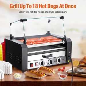 Hot Dog Rollers with Drawers, 7 Rollers 18 Hotdog Roller Grill, Stainless Steel Hot Dog Machine, Hot Dog Roller Machine with Dual Temp Control - 1 of 4
