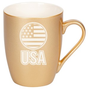 100 North United States of America 10 Ounce Vegas Gold Metallic Finish, Comfortably Fits Your Hands, New Bone China Coffee Tea Cup Mug, USA - 1 of 1