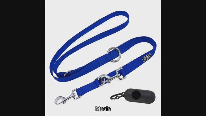 DDOXX 6.6 ft 3-Way Adjustable Extra Small Nylon Dog Leash - Blue, 2 of 6, play video