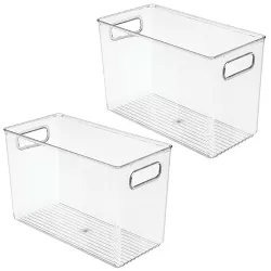 mDesign Storage Organizer Bin with Handles for Cube Furniture, 12 x 6 x 7.75, 2 Pack - Clear