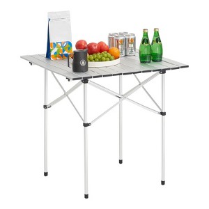 VEVOR Folding Camping Table, Portable Roll Up Side Tables, Small Lightweight Aluminum Beach Table, Compact with Carry Bag, for Outdoor Cooking,Silver - 1 of 4